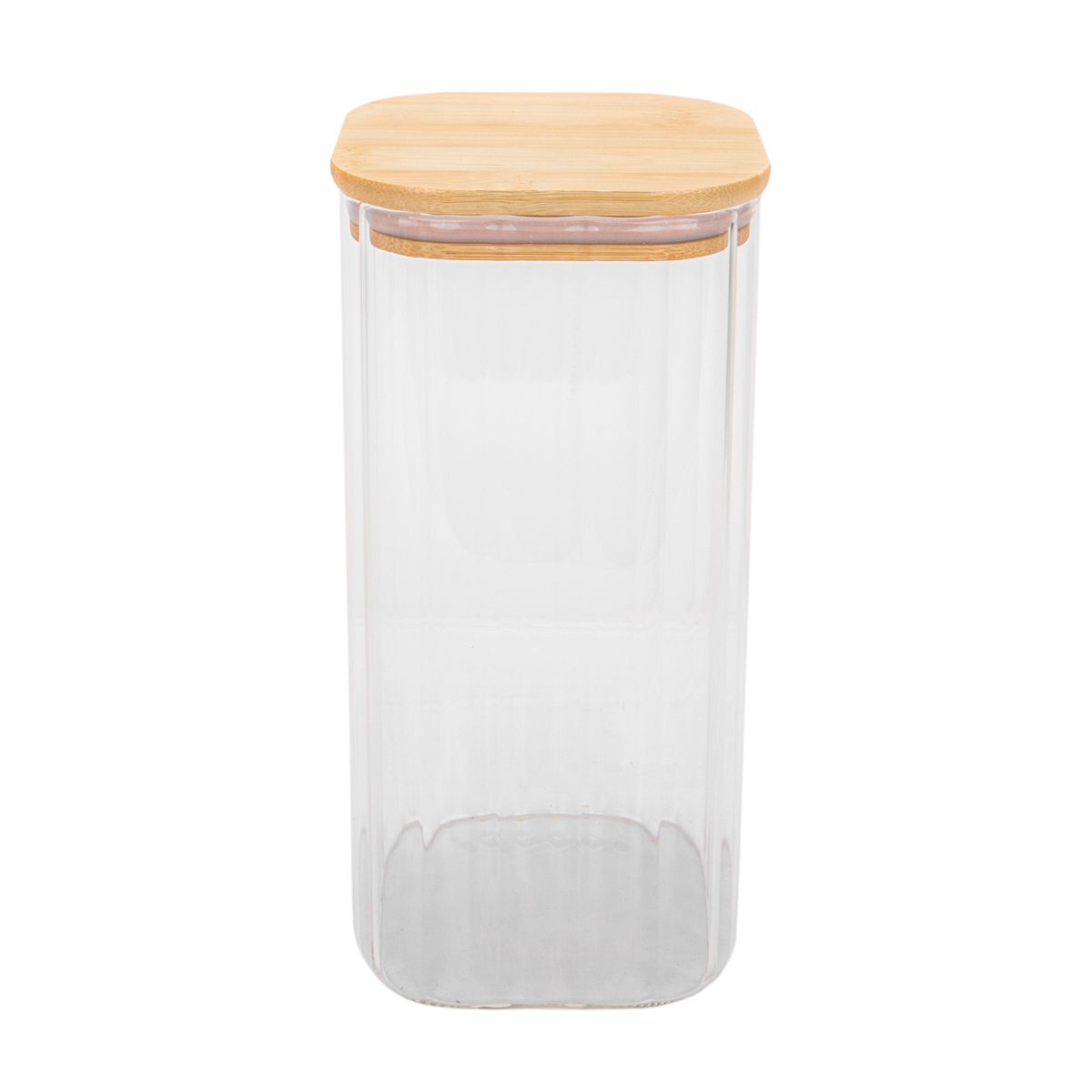 POTE DE VIDRIO TAPA DE BAMBU 10X20CM