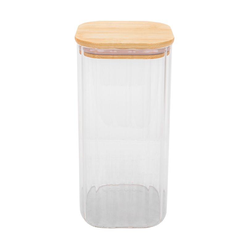 POTE DE VIDRIO TAPA DE BAMBU 10X20CM
