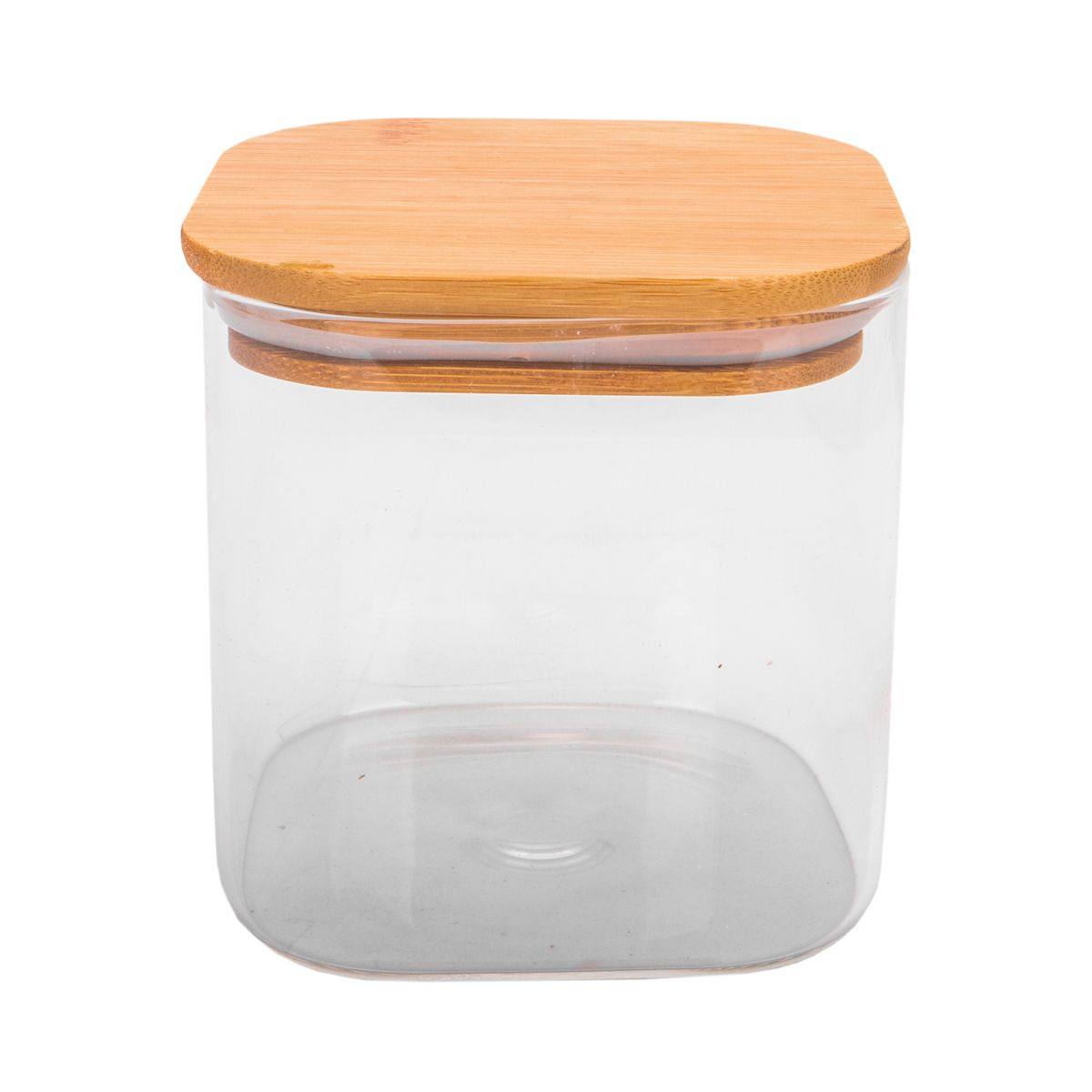 POTE DE VIDRIO TAPA DE BAMBU 10X10CM