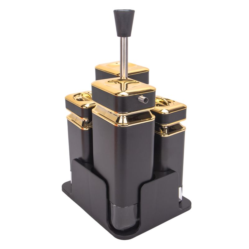 PORTA CONTIMENTO GIRATORIO EM ACERO INOX NEGRO CUADRADO 4PZ