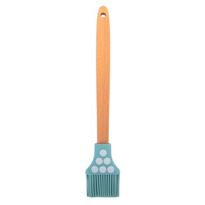 PINCEL DE SILICONA CON DISEÑO Y MANGO DE MADERA VERDE 29CM