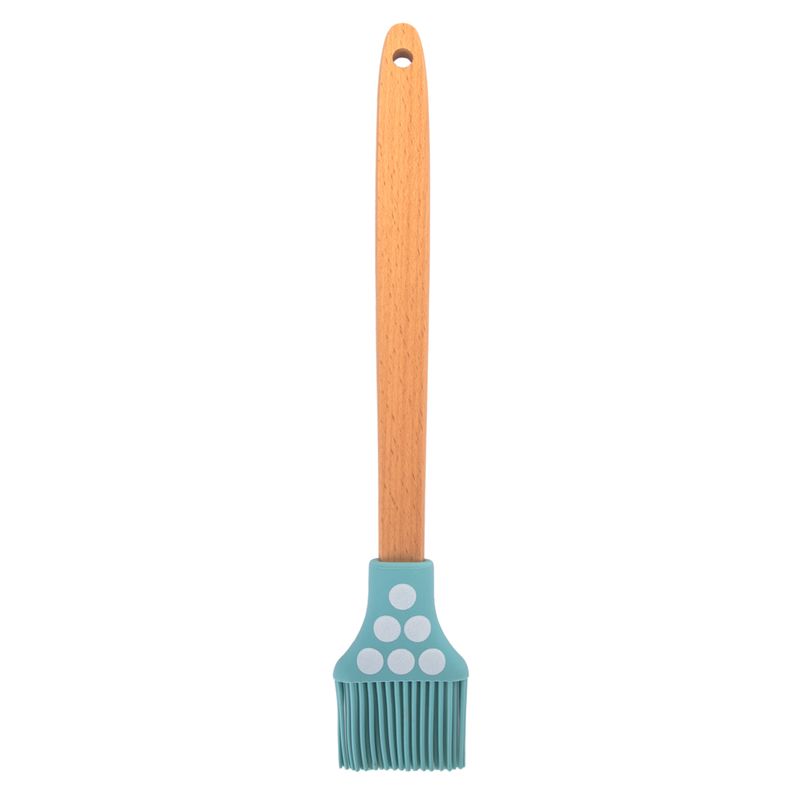 PINCEL DE SILICONA CON DISEÑO Y MANGO DE MADERA VERDE 29CM