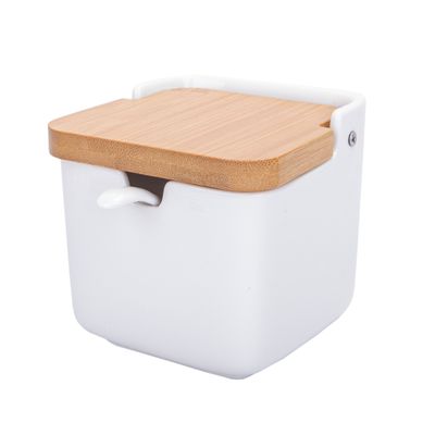 POTE DE PORCELANA TAPA DE BAMBU 10CM X 8CM