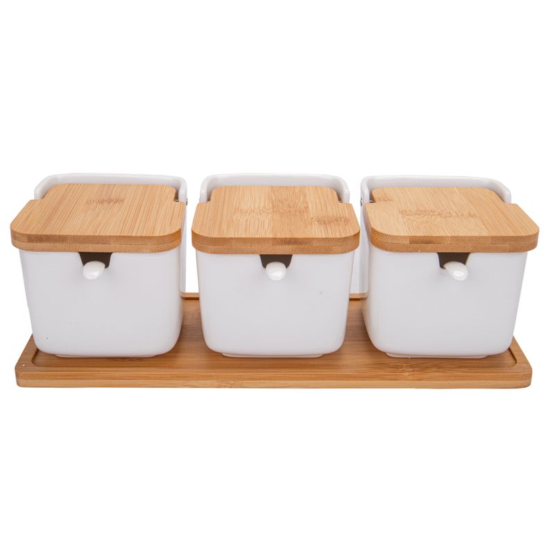 POTE DE PORCELANA TAPA DE BAMBU 10CM X 8CM C/U
