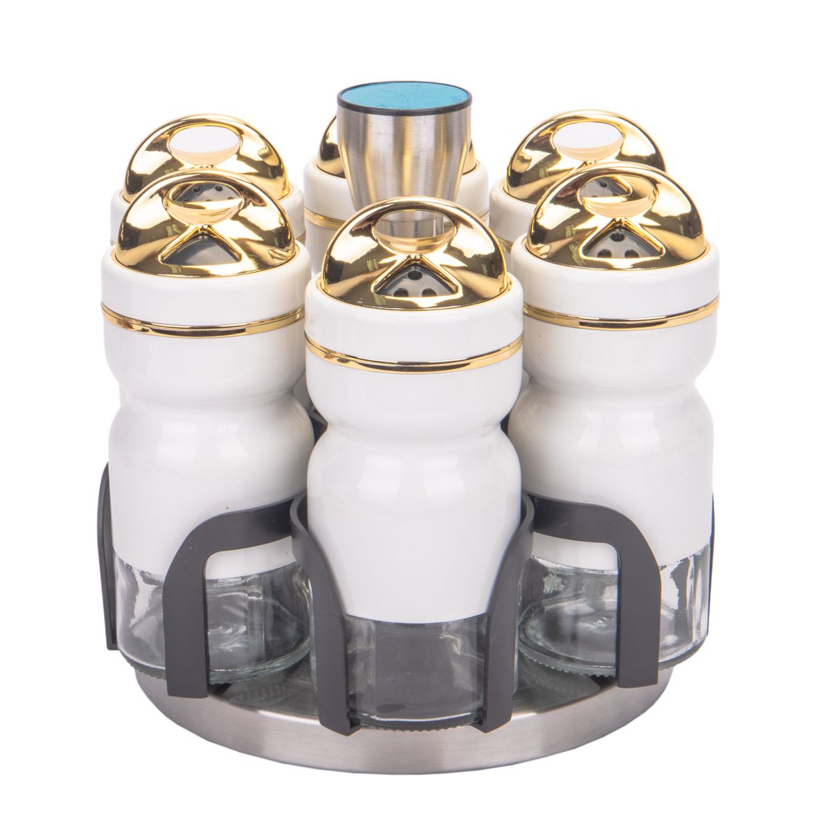 PORTA CONTIMENTO GIRATORIO EM ACERO INOX 6 PZ BLANCO REDONDO