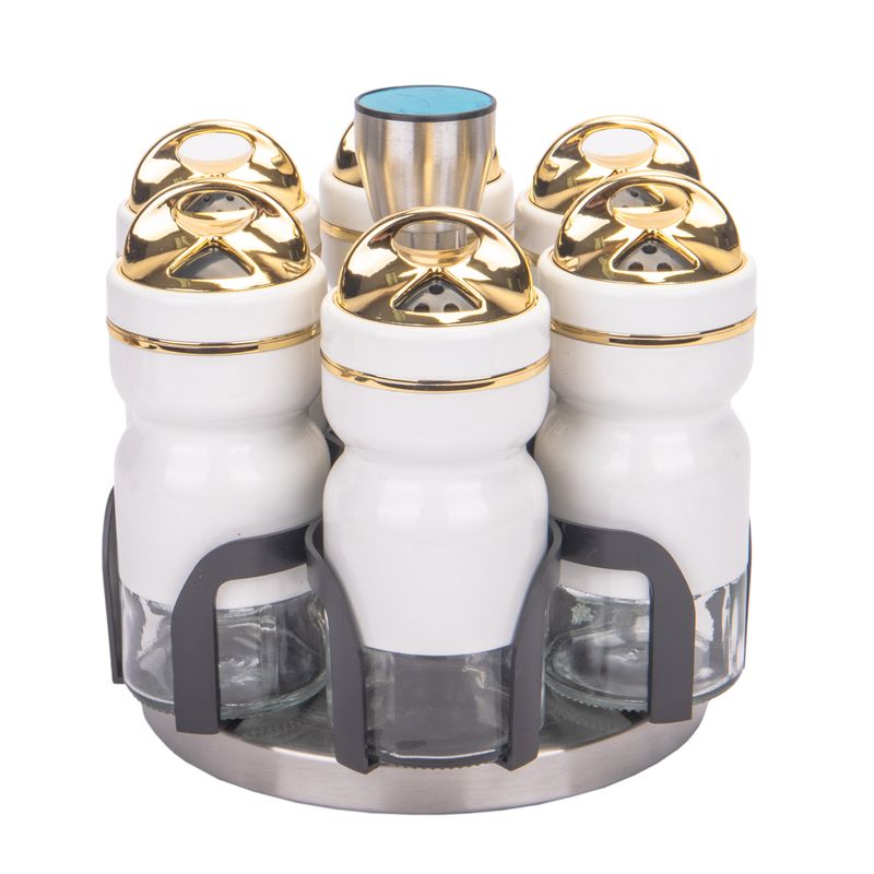 PORTA CONTIMENTO GIRATORIO EM ACERO INOX 6 PZ BLANCO REDONDO