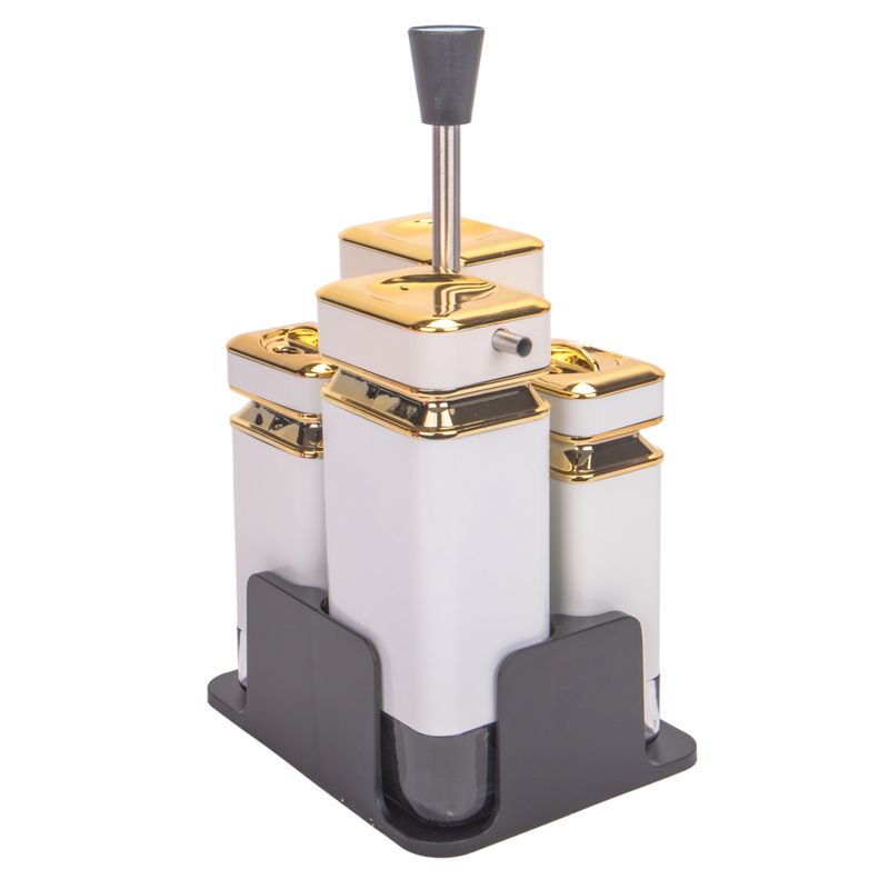 PORTA CONTIMENTO GIRATORIO EM ACERO INOX BLANCO CUADRADO 4PZ