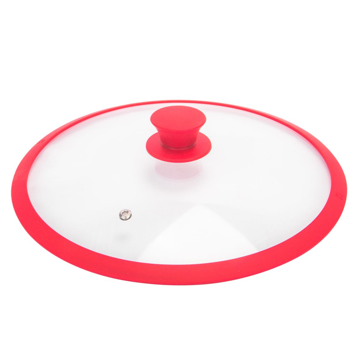 TAPA DE VIDRIO CON BORDE DE SILICONA Y SALIDA DE VAPOR, PARA CAZEROLAS ,OLLAS Y  SARTÉNES 30CM VERMELHO