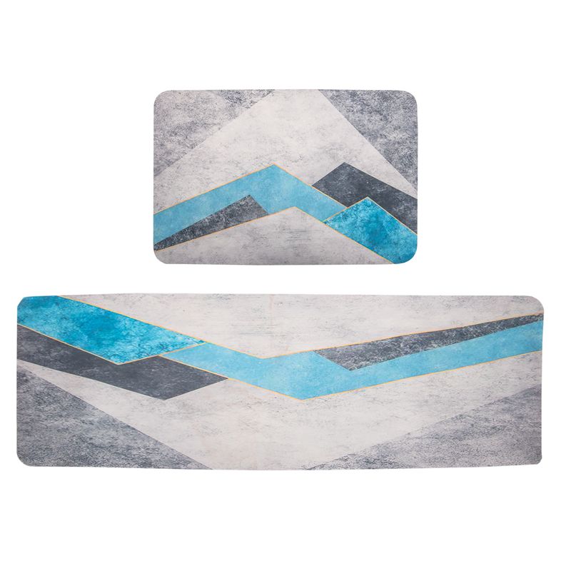 ALFOMBRA PARA COCINA ANTIDESLIZANTE 2 PIEZAS. 40X60CM Y 40X120CM GRIS COM CELESTE