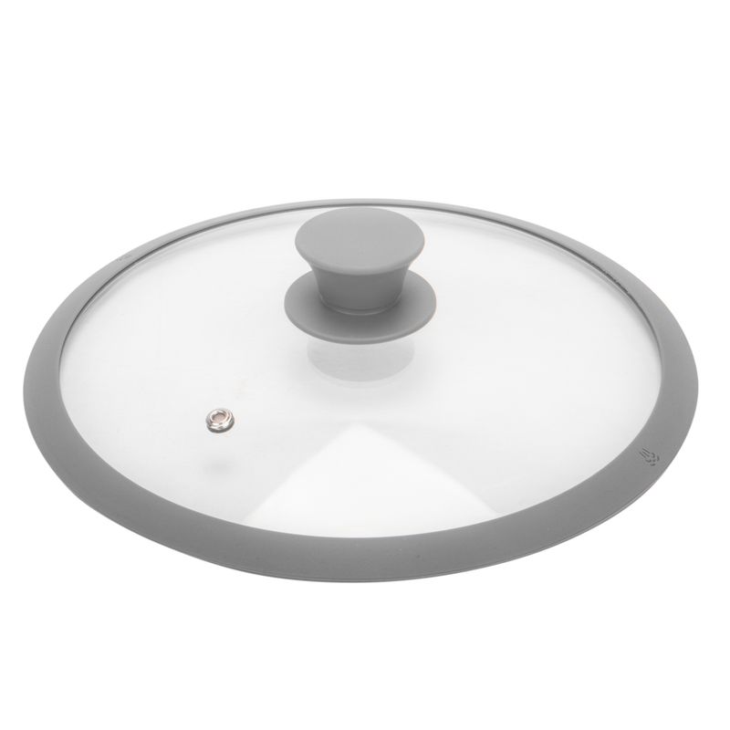 TAPA DE VIDRIO CON BORDE DE SILICONA 20CM GRIS