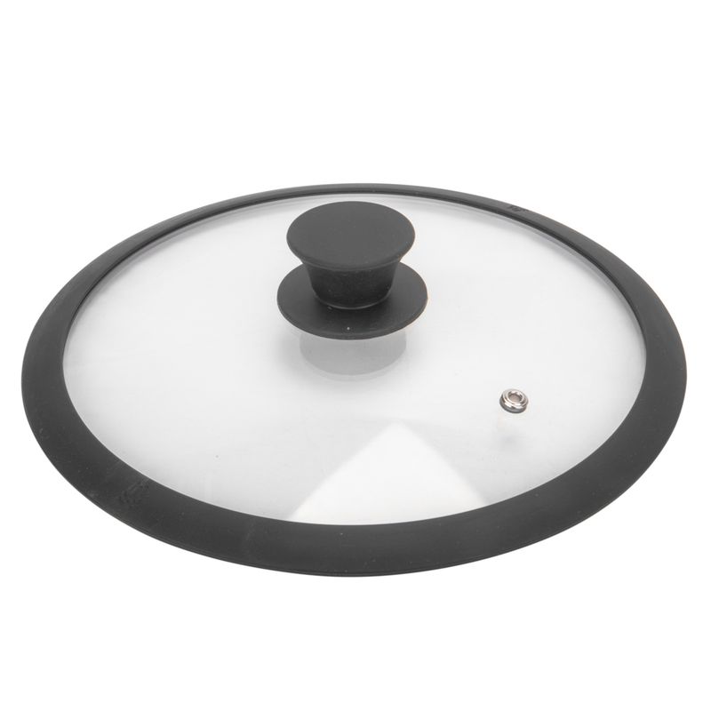 TAPA DE VIDRIO CON BORDE DE SILICONA 22CM NEGRO 