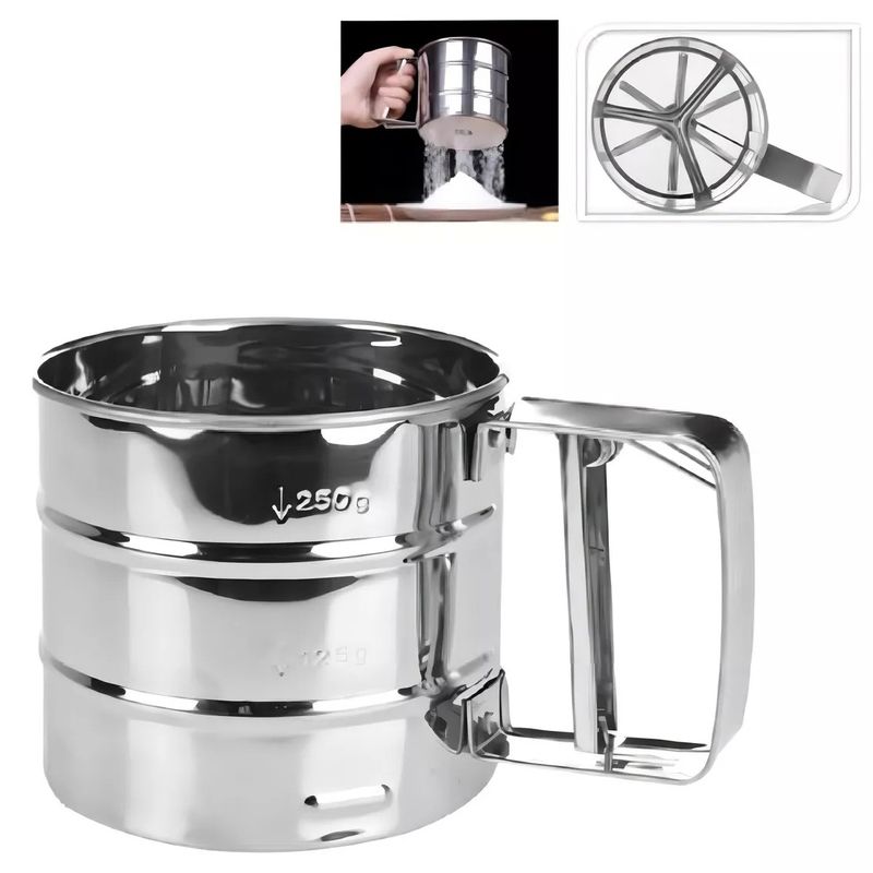 COLADOR DE HARINA ACERO INOX 11CM ALTURA 10CM DIAMETRO