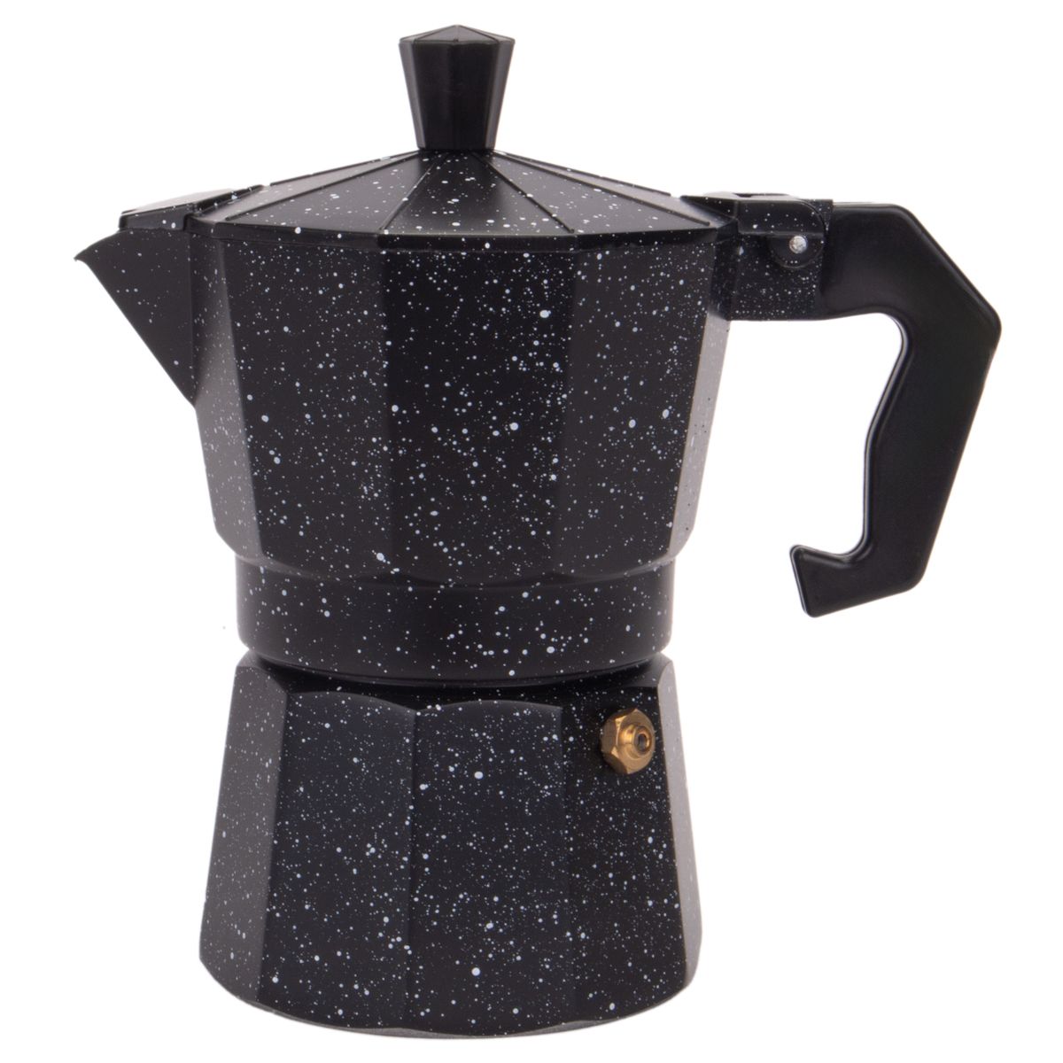 CAFETERA ITALIANA DE ALUMINIO 3 TAZA 150ML NEGRO SALPICADO