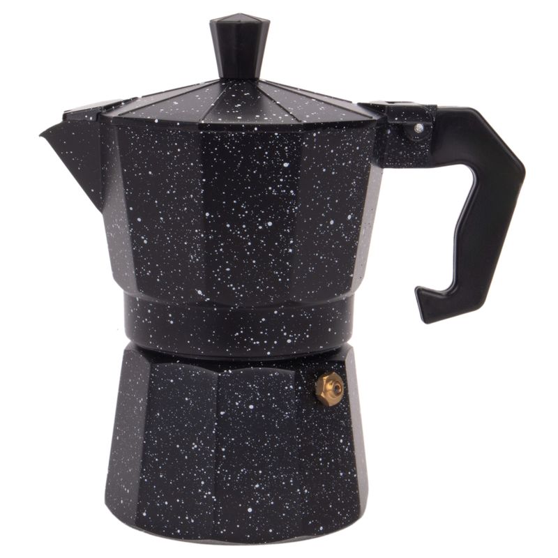 CAFETERA ITALIANA DE ALUMINIO 3 TAZA 150ML NEGRO SALPICADO