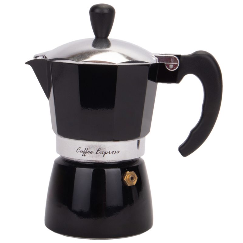 CAFETERA ITALIANA DE ALUMINIO 2 TAZAS 100ML NEGRO