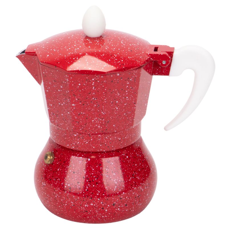 CAFETERA ITALIANA DE ALUMINIO 3 TAZA 150ML ROJO SALPICADO