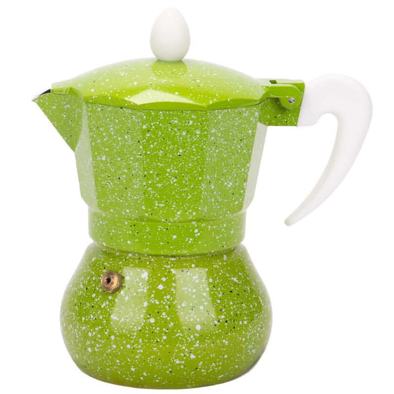 CAFETERA ITALIANA DE ALUMINIO 3 TAZA 150ML VERDE SALPICADO