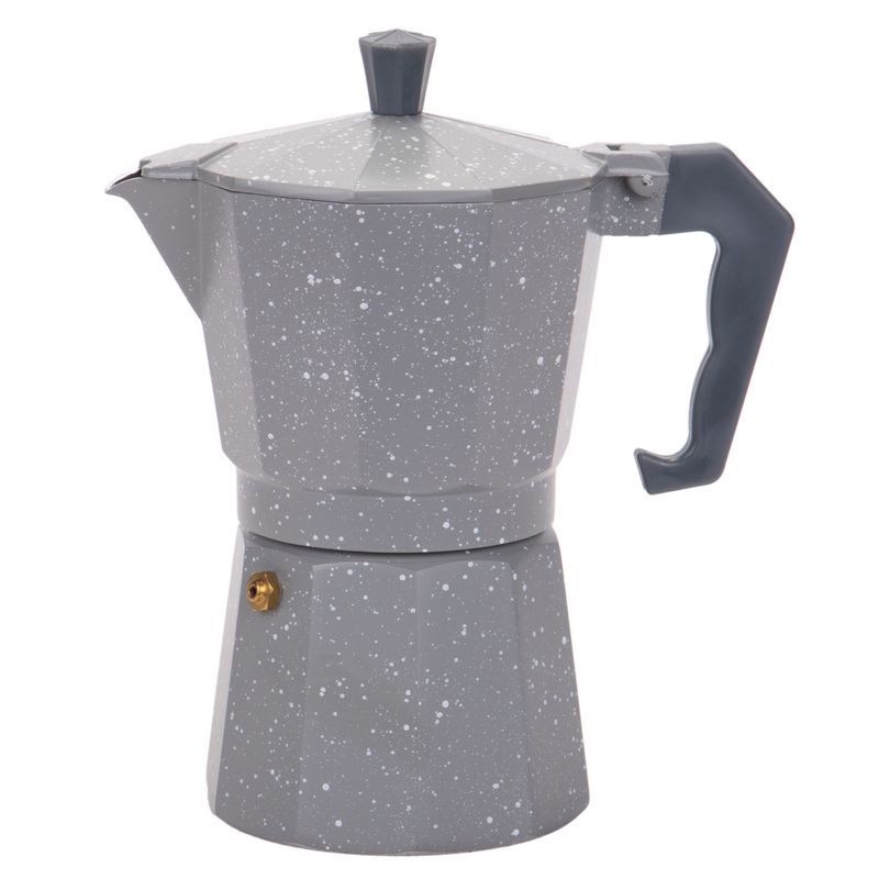 CAFETERA ITALIANA DE ALUMINIO 6 TAZA 300ML GRIS SALPICADO