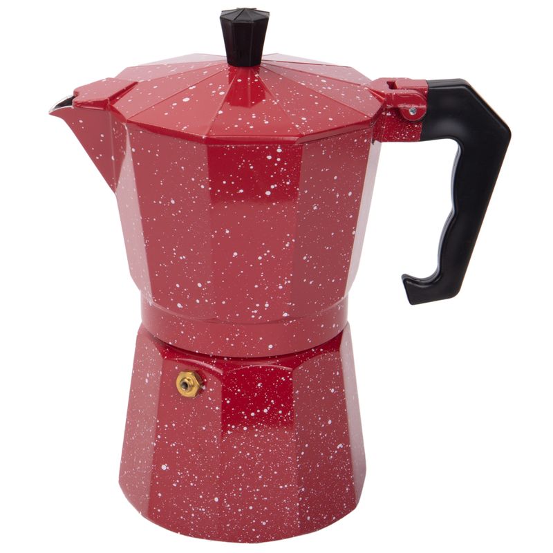 CAFETERA ITALIANA DE ALUMINIO 6 TAZA 300ML ROJO SALPICADO