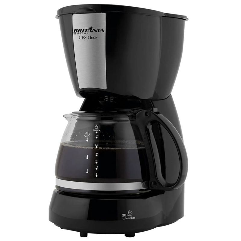 CAFETERA BRITANIA CP30 INOX 800W 110V NEGRO 
