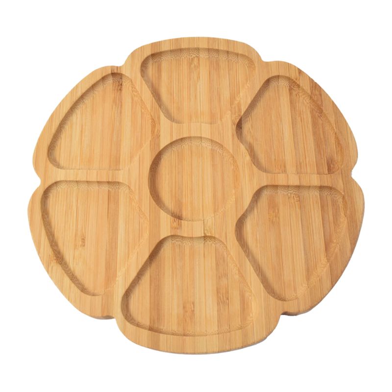 PETISQUERO DE BAMBU FLOR CON 6 DIVISORIAS 19CM X 19CM