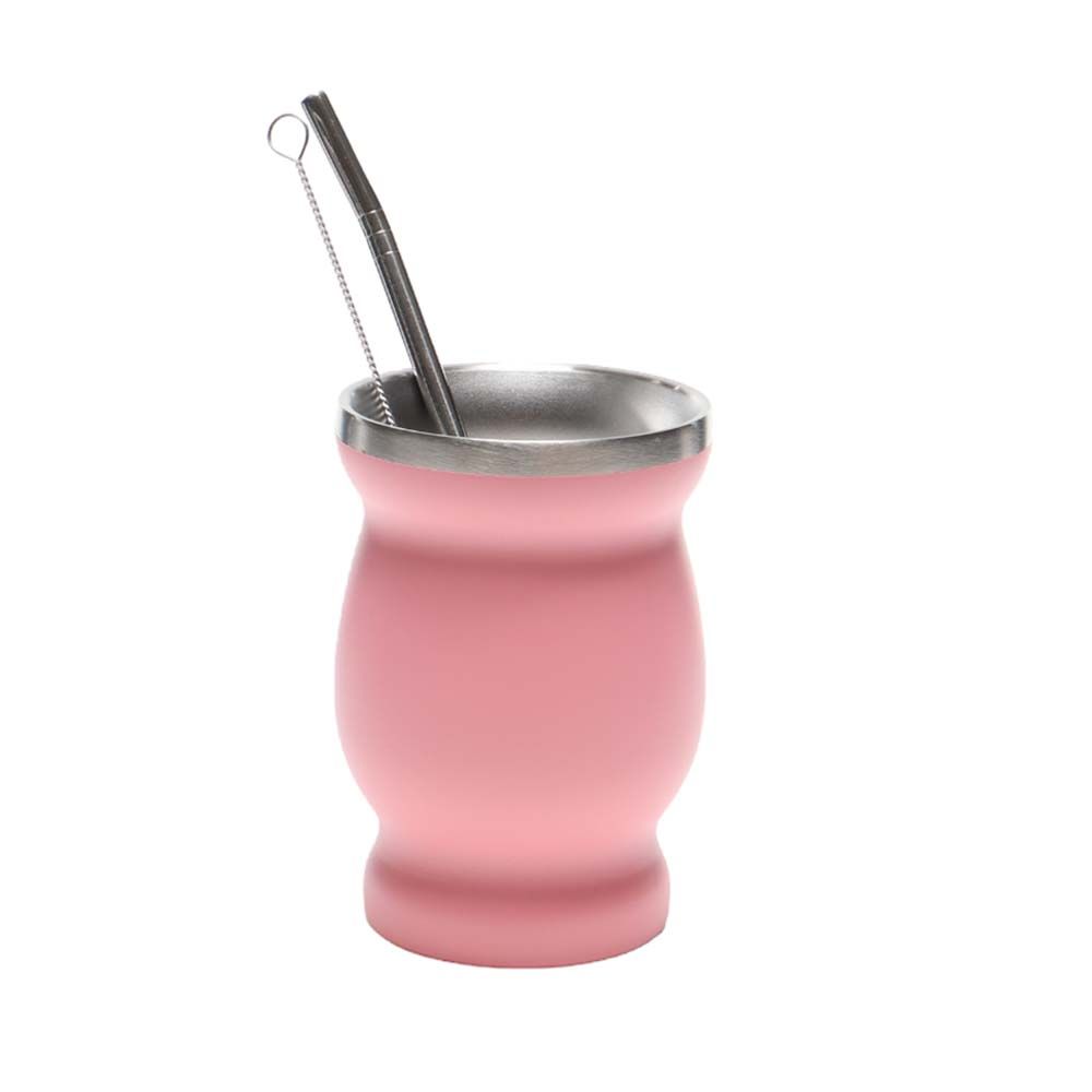 MATERO CON BOMBILLA INOXIDABLE ROSA