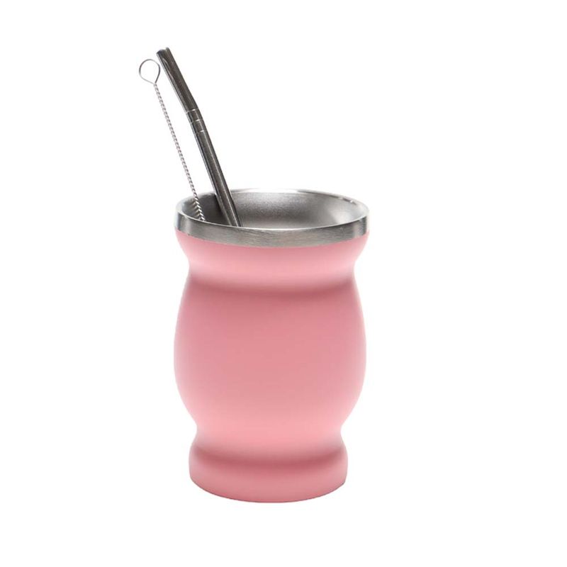 MATERO CON BOMBILLA INOXIDABLE ROSA