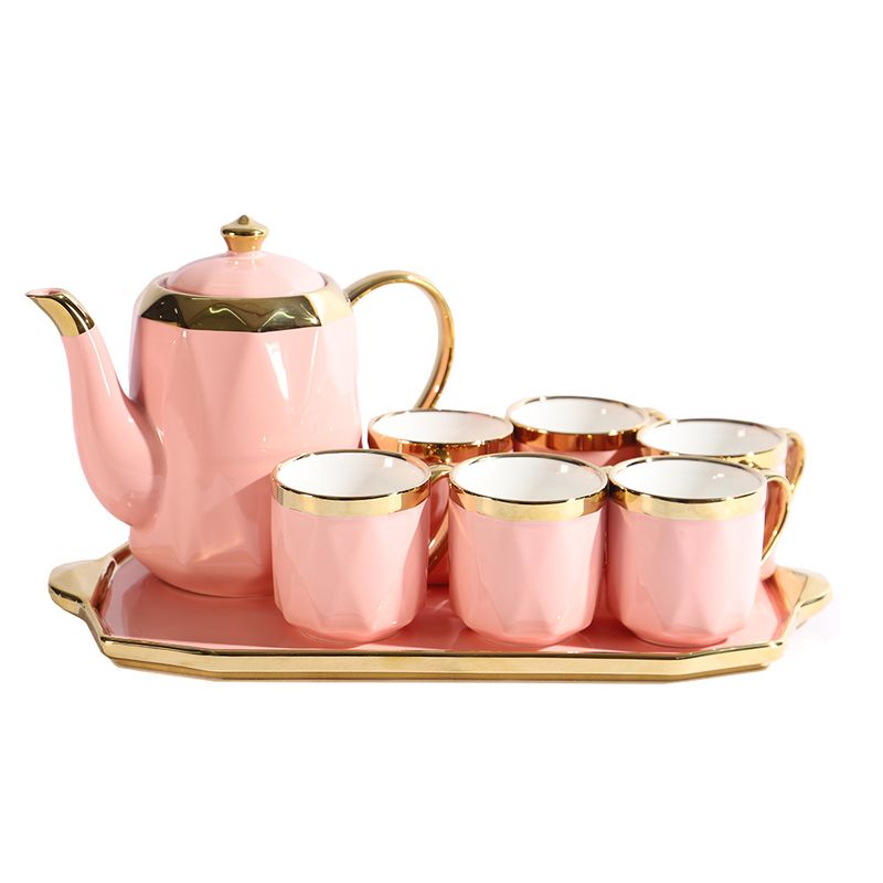 JUEGO DE TAZAS CON TETERA Y BANDEJA CERAMICA 8 PZS