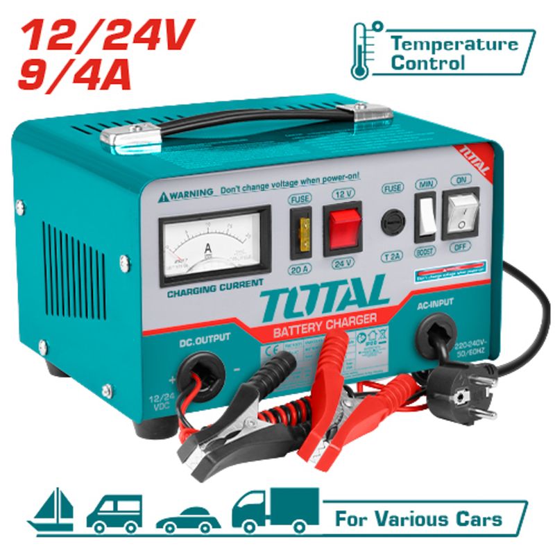 CARGADOR DE BATERÍA TOTAL 12V 24V 9A 4A TBC1601