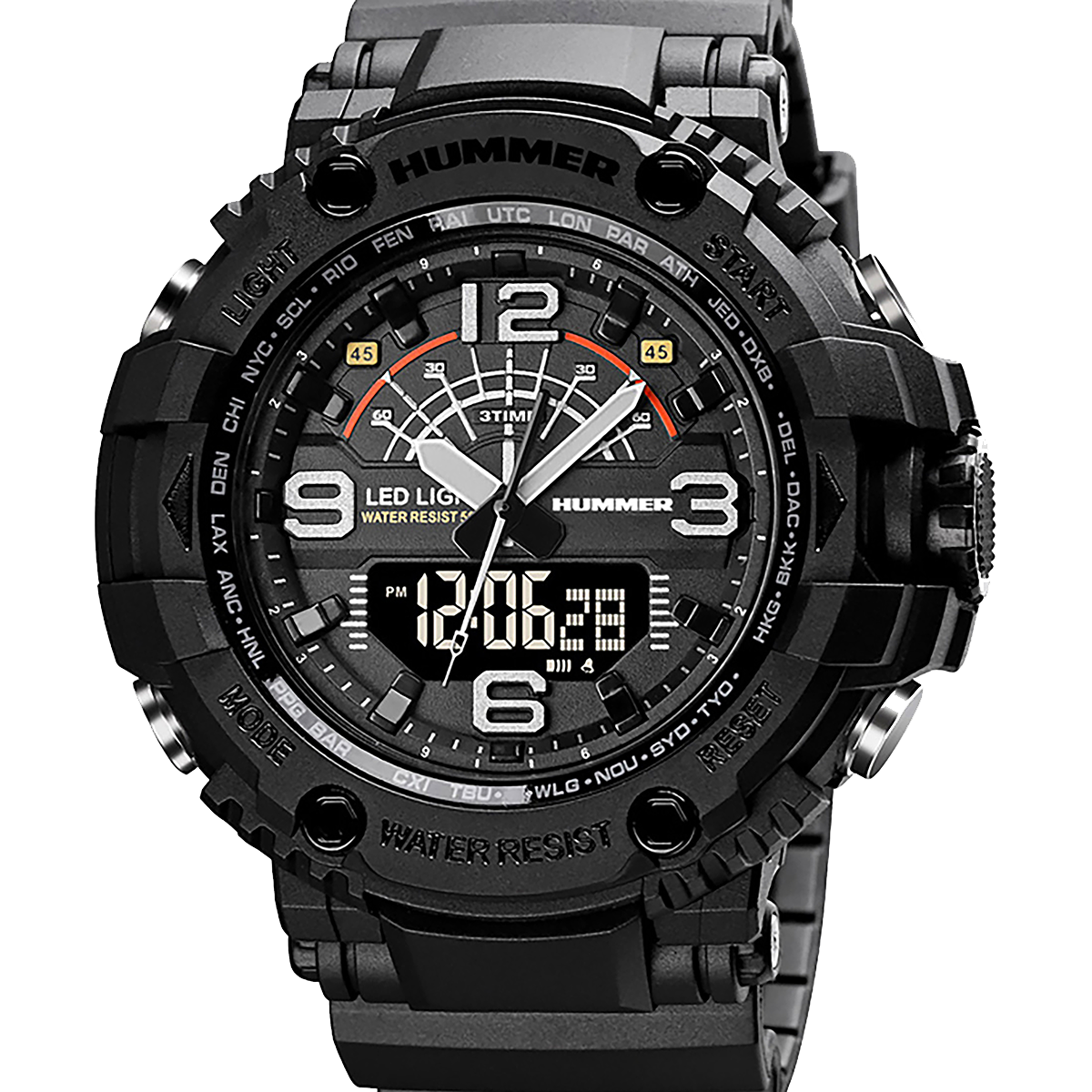 RELOJ MASCULINO ANALÓGICO Y DIGITAL HUMMER WH2-224037 -NEGRO