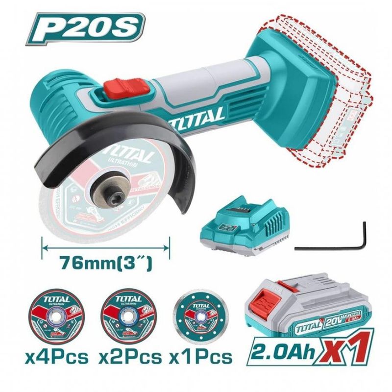 MINI AMOLADORA TOTAL 20V TAGLI76012 3&#39;&#39; M6