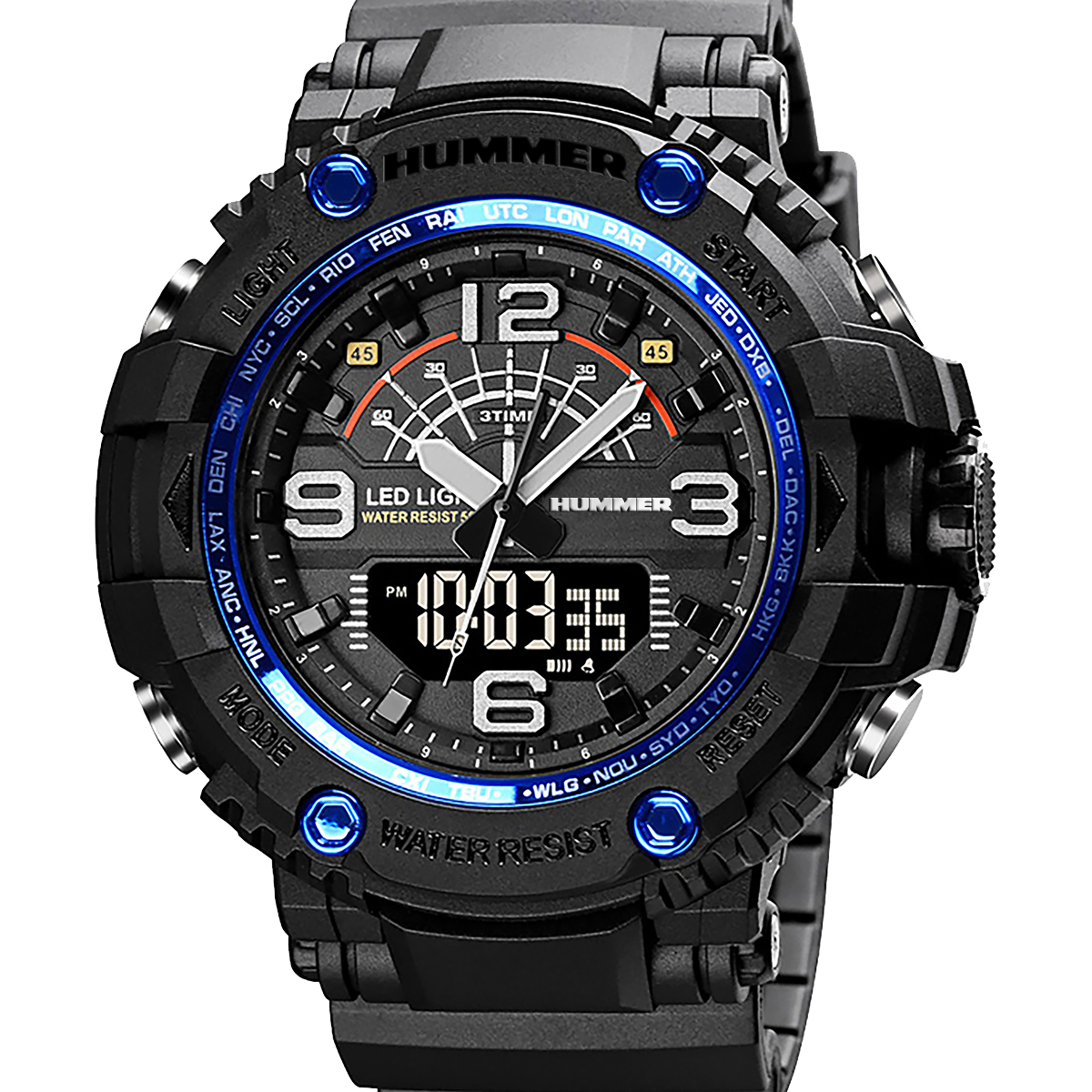 RELOJ MASCULINO ANALÓGICO Y DIGITAL HUMMER WH2-224038 - NEGR