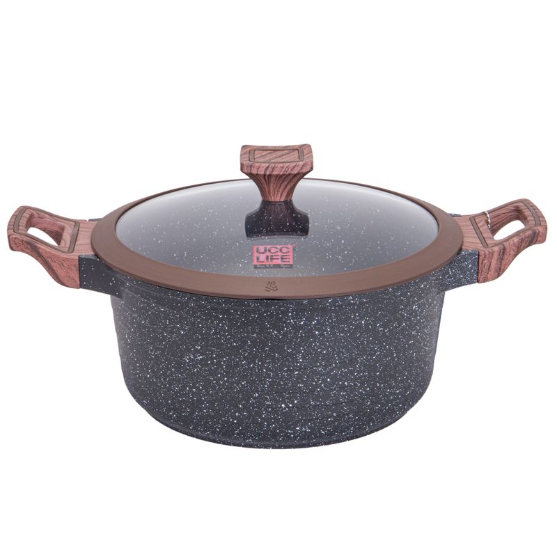  OLLA INDUCCION CON REVESTIMIENTO DE GRANITO CON TAPA UCC LIFE NEGRO 24CM 