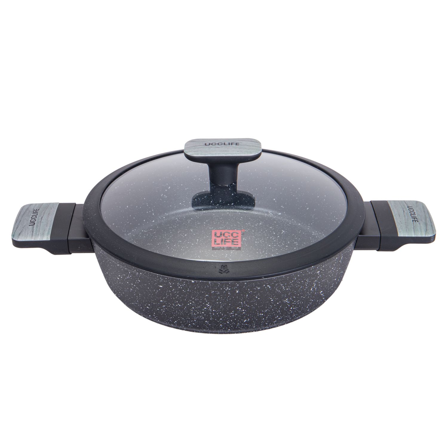  OLLA INDUCCION CON REVESTIMIENTO DE GRANITO CON TAPA UCC LIFE NEGRO 24CM 