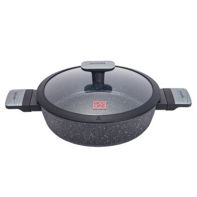  OLLA INDUCCION CON REVESTIMIENTO DE GRANITO CON TAPA UCC LIFE NEGRO 24CM 