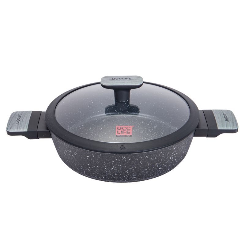  OLLA INDUCCION CON REVESTIMIENTO DE GRANITO CON TAPA UCC LIFE NEGRO 24CM 