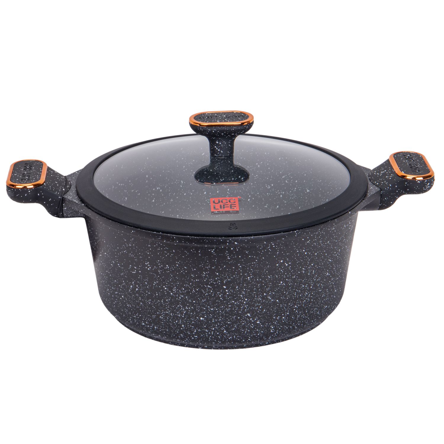  OLLA INDUCCION CON REVESTIMIENTO DE GRANITO CON TAPA UCC LIFE NEGRO 26CM 