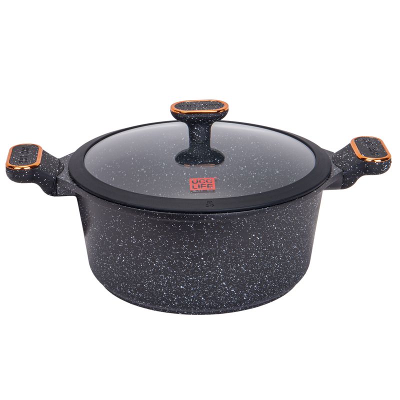  OLLA INDUCCION CON REVESTIMIENTO DE GRANITO CON TAPA UCC LIFE NEGRO 26CM 