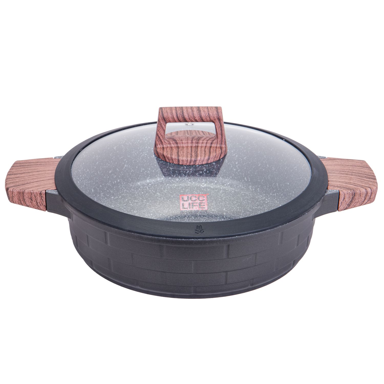  OLLA INDUCCION CON REVESTIMIENTO DE GRANITO CON TAPA UCC LIFE NEGRO 24CM 