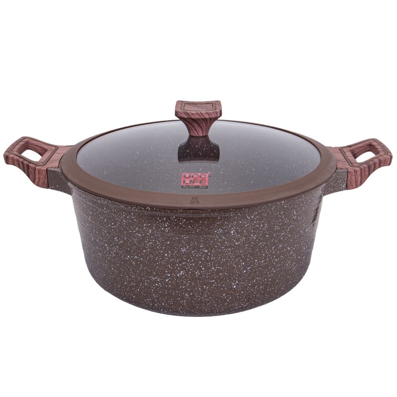  OLLA INDUCCION CON REVESTIMIENTO DE GRANITO CON TAPA UCC LIFE MARRON 28CM 