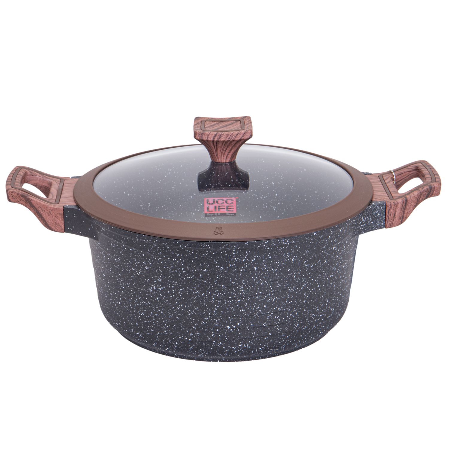  OLLA INDUCCION CON REVESTIMIENTO DE GRANITO CON TAPA UCC LIFE NEGRO 28CM 
