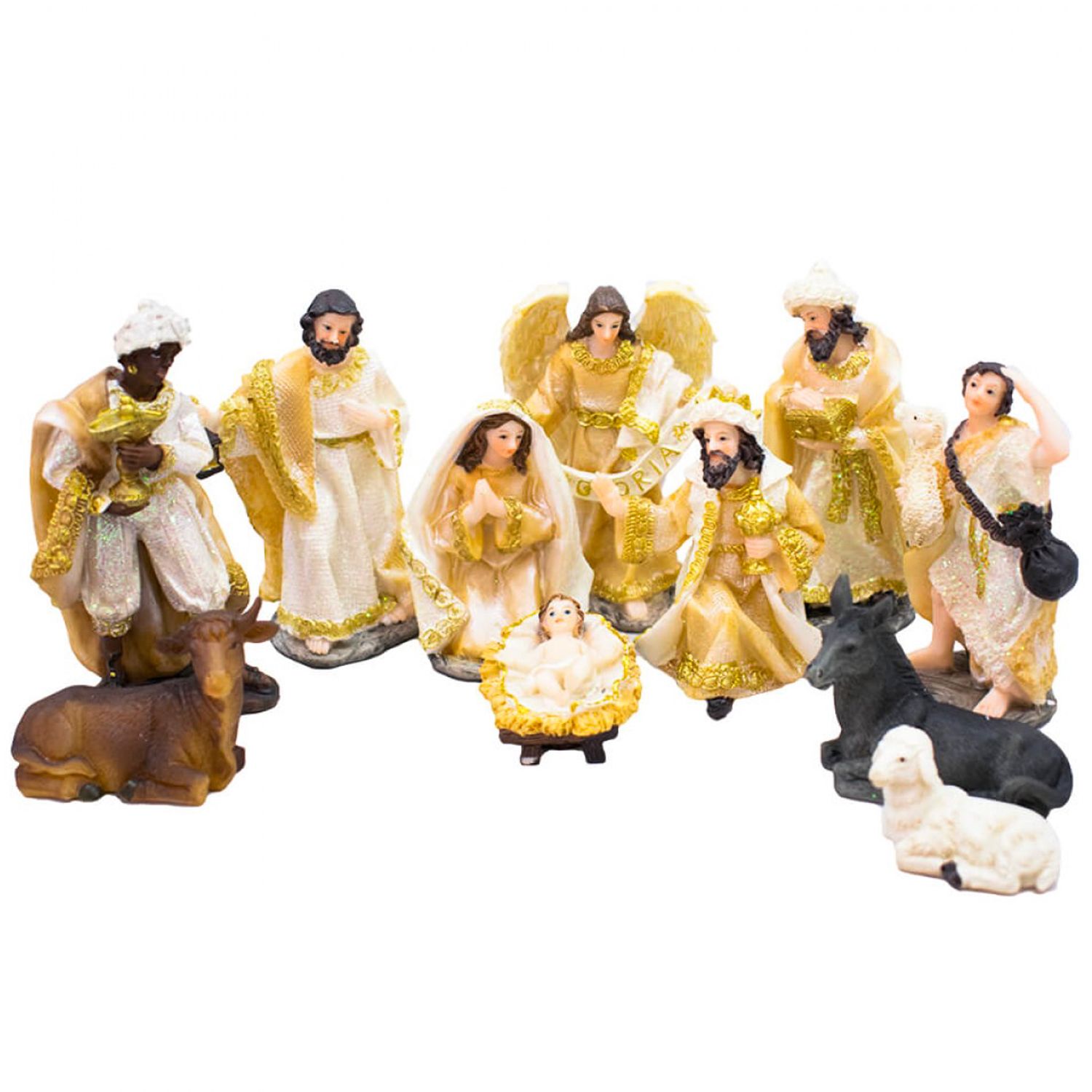 PESEBRE FIGURAS CON DETALLE EN DORADO 11PZS 12CM