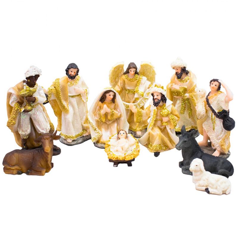 PESEBRE FIGURAS CON DETALLE EN DORADO 11PZS 12CM