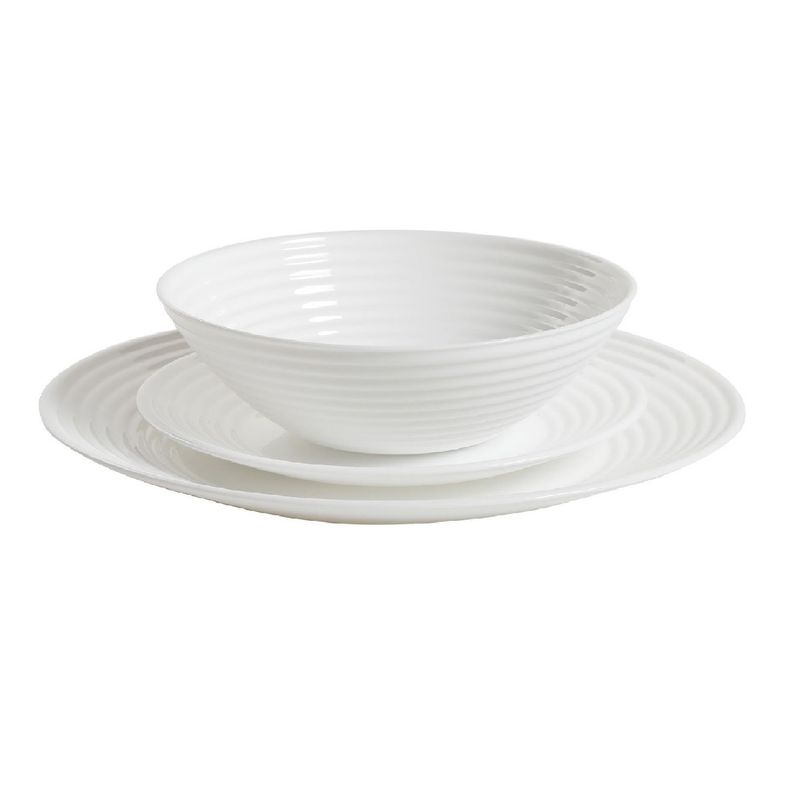 JUEGO DE VAJILLA VIDRIO TEMPLADO BLANCO 12PZS
