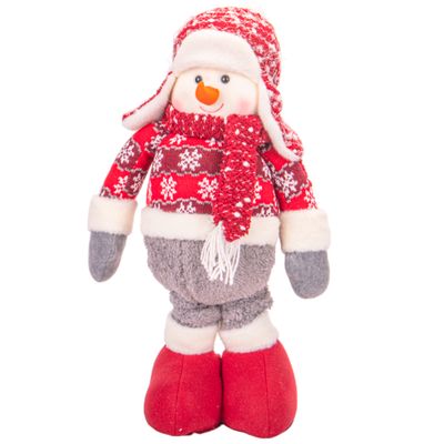 MUÑECO NIEVE DE 49CM SE ESTIRA HASTA 94CM ROPA GRIS Y ROJO