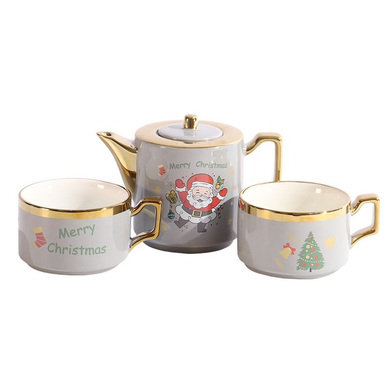 TETERA NAVIDEÑO C/TAZAS GRIS 3 PCS
