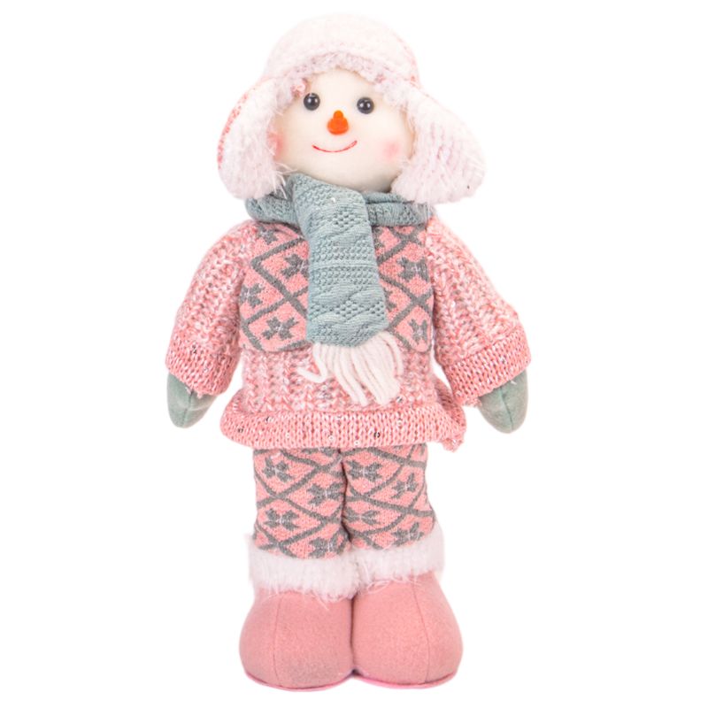 MUÑECO NIEVE DE 30CM  ROPA VERDE Y ROSADO