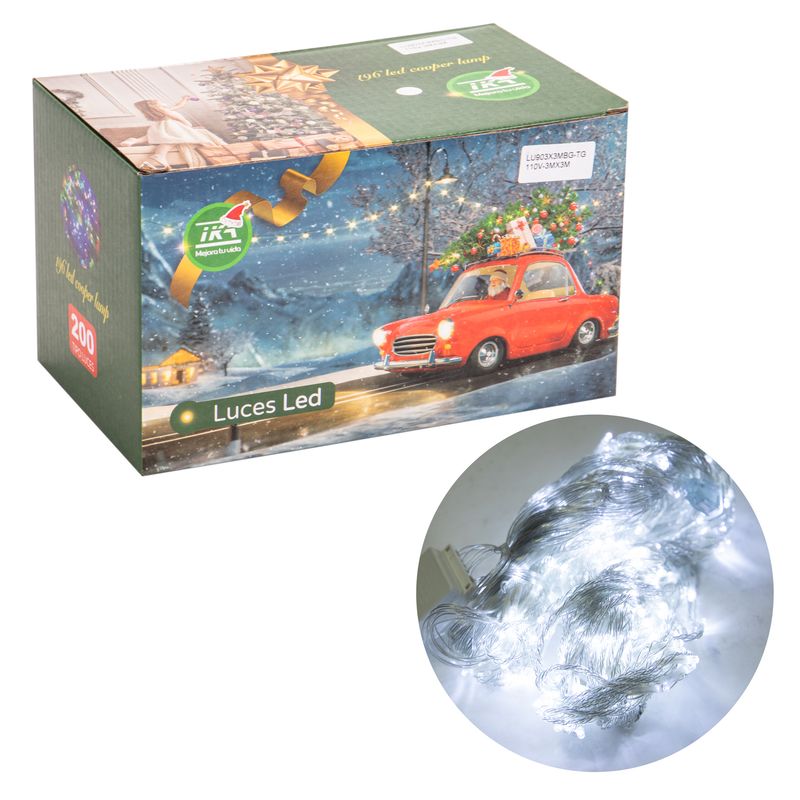 LUCES PISCA PISCA CORTINA LED 3M X 3M 110V BLANCO