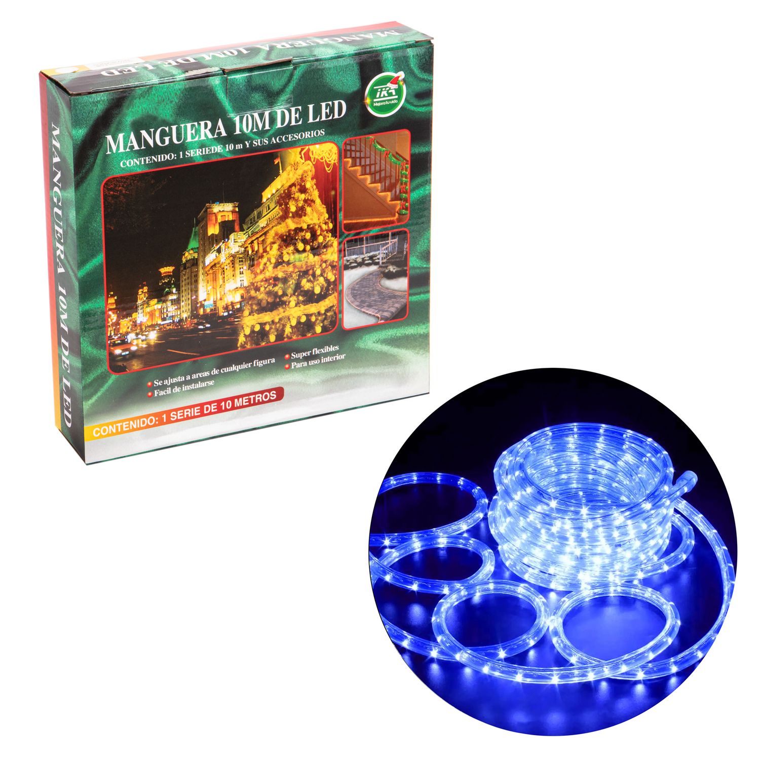 LUCES PISCA PISCA MANGUERA 10M LED 220V AZUL