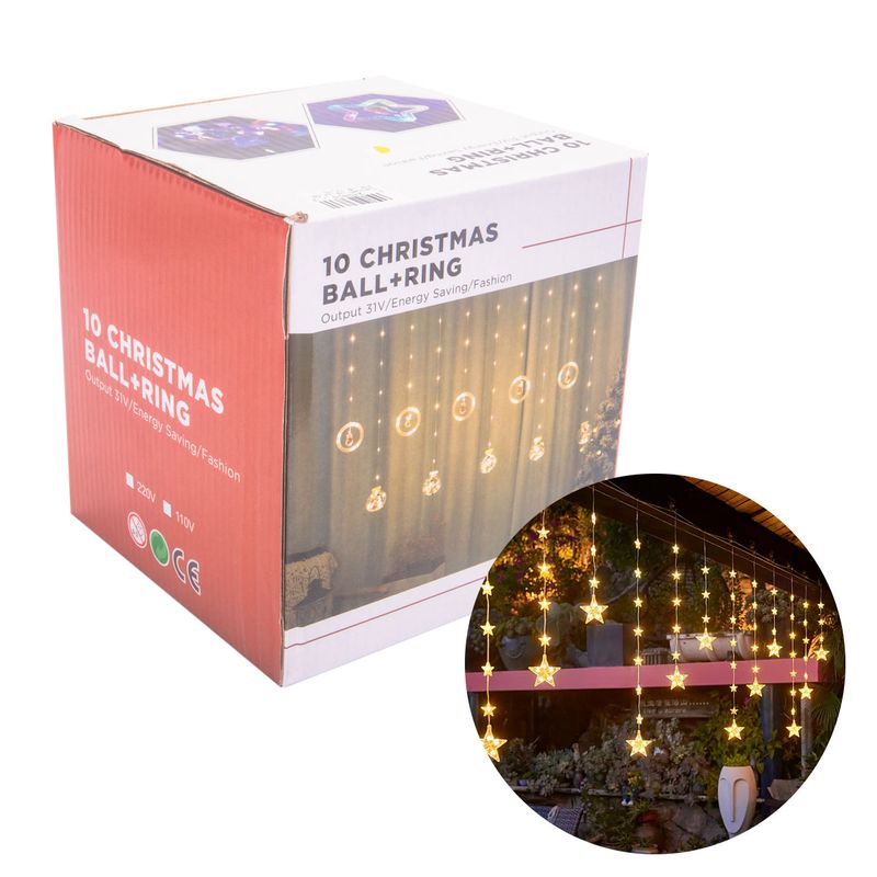 LED NAVIDEÑO ESTRELLA  110V 4 METROS 12 ESTELLAS AMARILLO